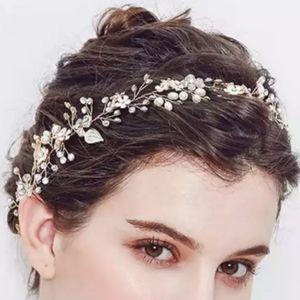 Faux pearl and crystal vine bridal head piece